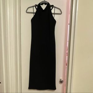 Black open back right dress, size M